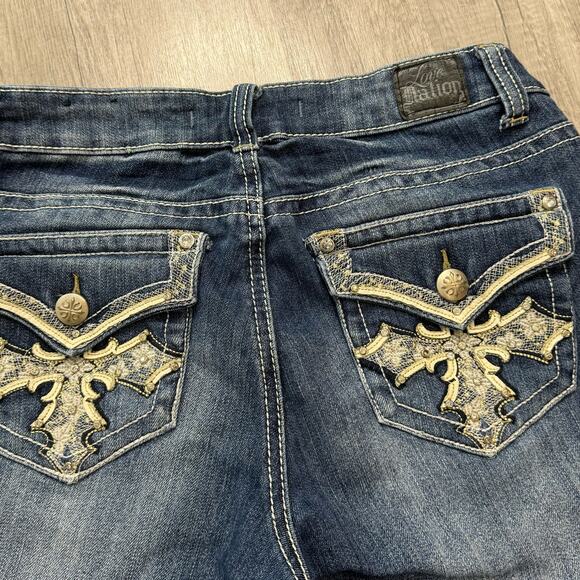 Cyber Y2k Pocket Design Jean Denim Jorts Shorts Love Nation Size 8 - Picture 3 of 6